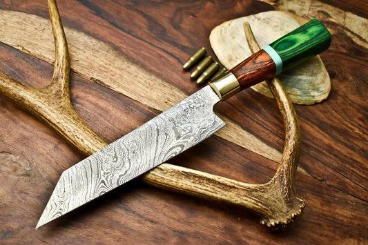Hand Made Damascus Steel Chef Knife – 13" Blade with Hard Wood Handle