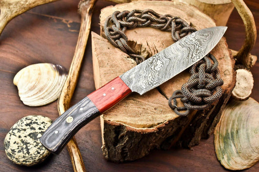 Hand Made Damascus Steel Chef Knife | 384-Layer Full Tang with Hard Wood Handle | 12" Overall
