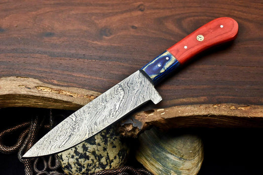 Hand Made Damascus Steel Chef Knife | Full Tang Hard Wood Handle 11"