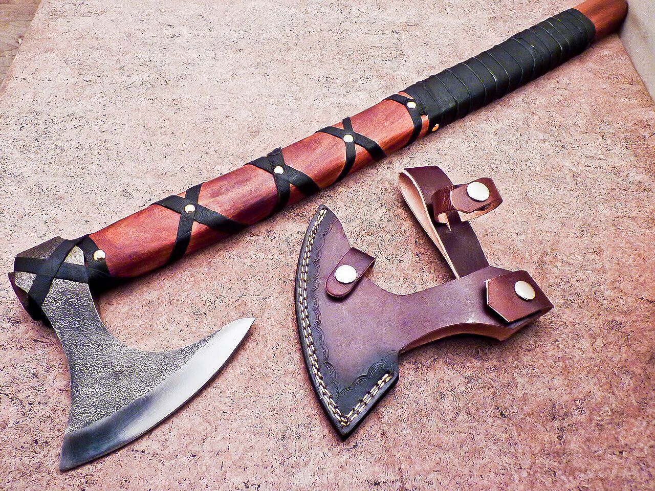 Handcrafted Carbon Steel Viking Axe – 24-Inch Bearded Camping Tomahawk