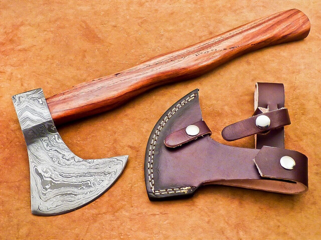 Handcrafted Damascus Steel Axe Unique Edition with Natural Wood Handle Damascus Axe for Sale