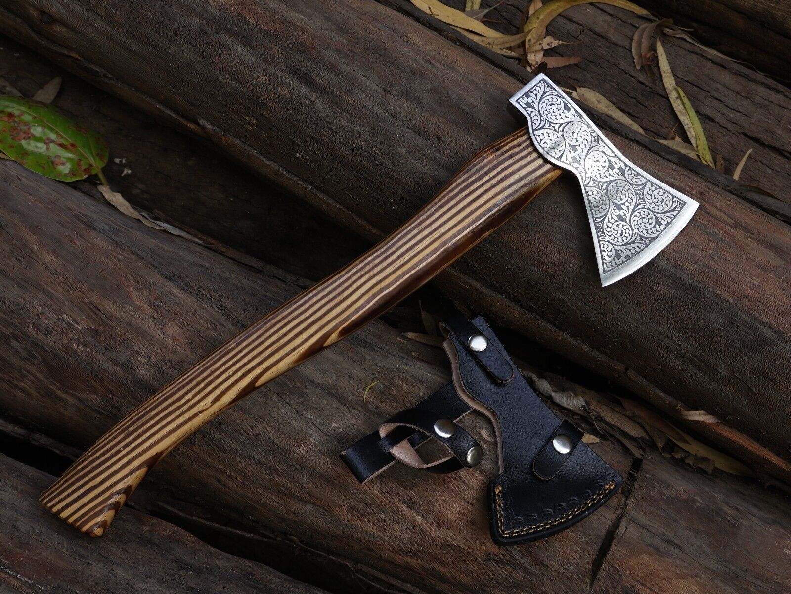 Handmade 18 Inch Viking Tomahawk Axe with Carbon Steel Blade and Ash Wood Handle