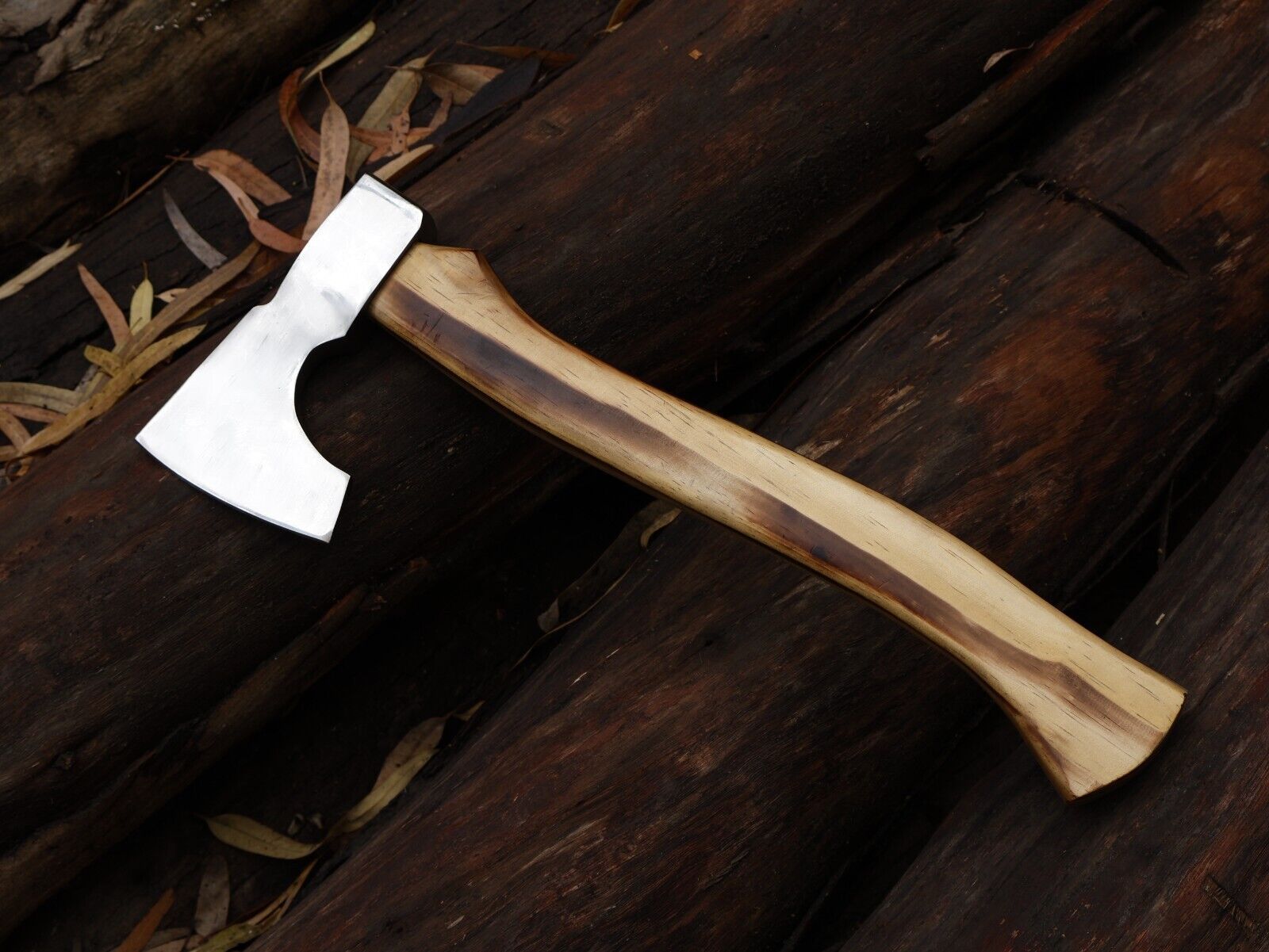 Handmade 18 Inch Viking Tomahawk Axe with Dull Polish Carbon Steel Blade and Ash Wood Handle
