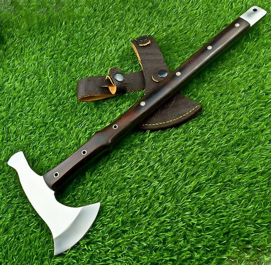 Handmade D2 Steel Viking Axe – TOMAHAWK, Hatchet, Integral Bearded Axe with Micarta Handle