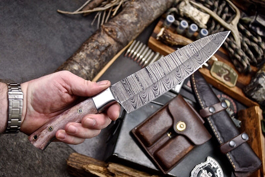 Handmade Damascus Autumn Bone Hunting Skinner Knife – 11.5" Custom Camping & Chef Blade