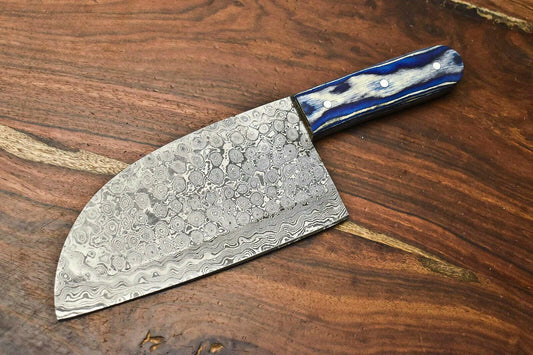 Handmade Damascus Steel Chef Chopper Knife – Full Tang, Artisan Crafted