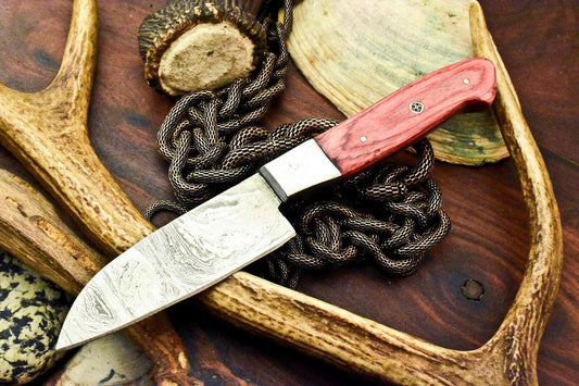 Handmade Damascus Steel Chef & Hunting Knife | 9" Full Tang with Hardwood Handle
