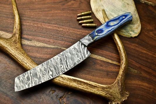Handmade Damascus Steel Chef Kitchen Full Tang Knife with Hardwood Handle