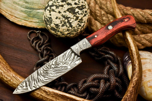 Handmade Damascus Steel Chef Kitchen Knife 9" | Full Tang, 4.5" Blade, Hardwood Handle, Custom Forged