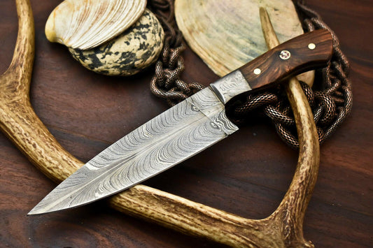 Handmade Damascus Steel Chef Knife | 10.5" Full Tang Kitchen Knife with Walnut Wood Handle