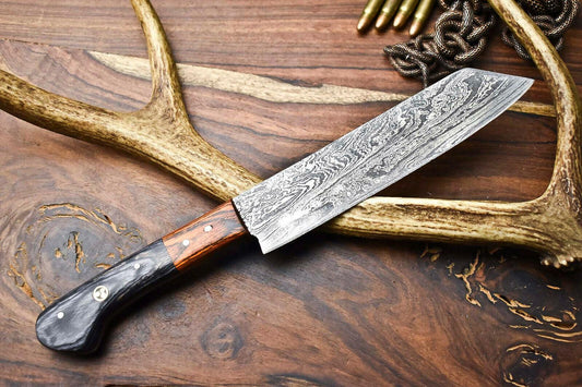 Handmade Damascus Steel Chef Knife | Full Tang Hardwood Handle | 12" Kitchen Knife