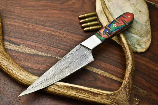 Handmade Damascus Steel Chef Knife – Full Tang Kitchen Knife with Wooden Handle