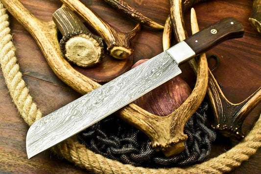 Handmade Damascus Steel Chef Knife | Full Tang Walnut Wood Handle