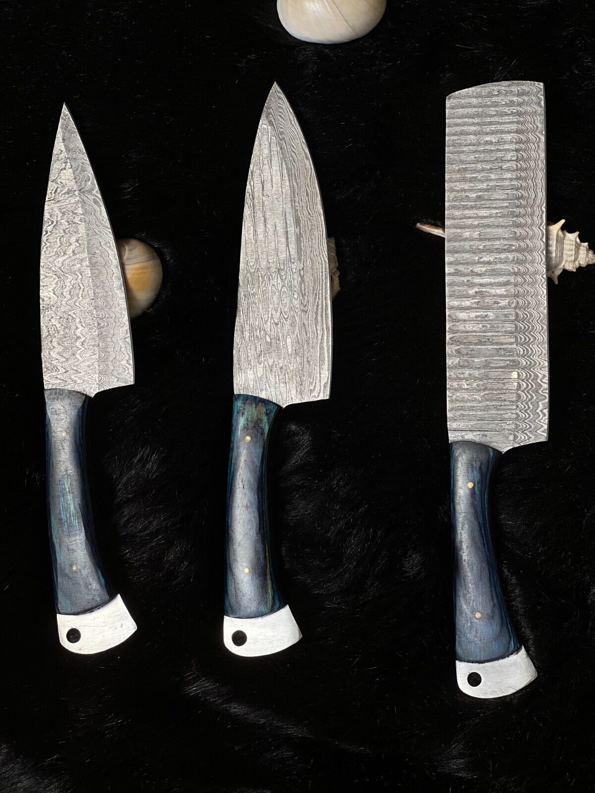 Handmade Damascus Steel Professional Chef Knife Set – Camel Bone & Wood Handle