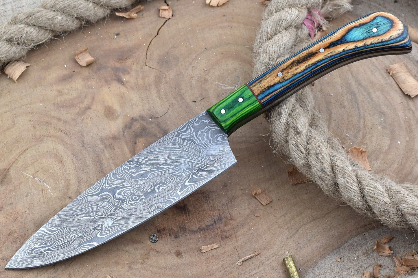 Handmade Forged Damascus Steel Kitchen Chef Knife with Multi Dollar Sheet Handle