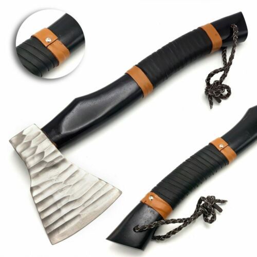 Handmade Forged High Carbon Steel Viking Throwing Axe | Rosewood Handle & Leather Wrap