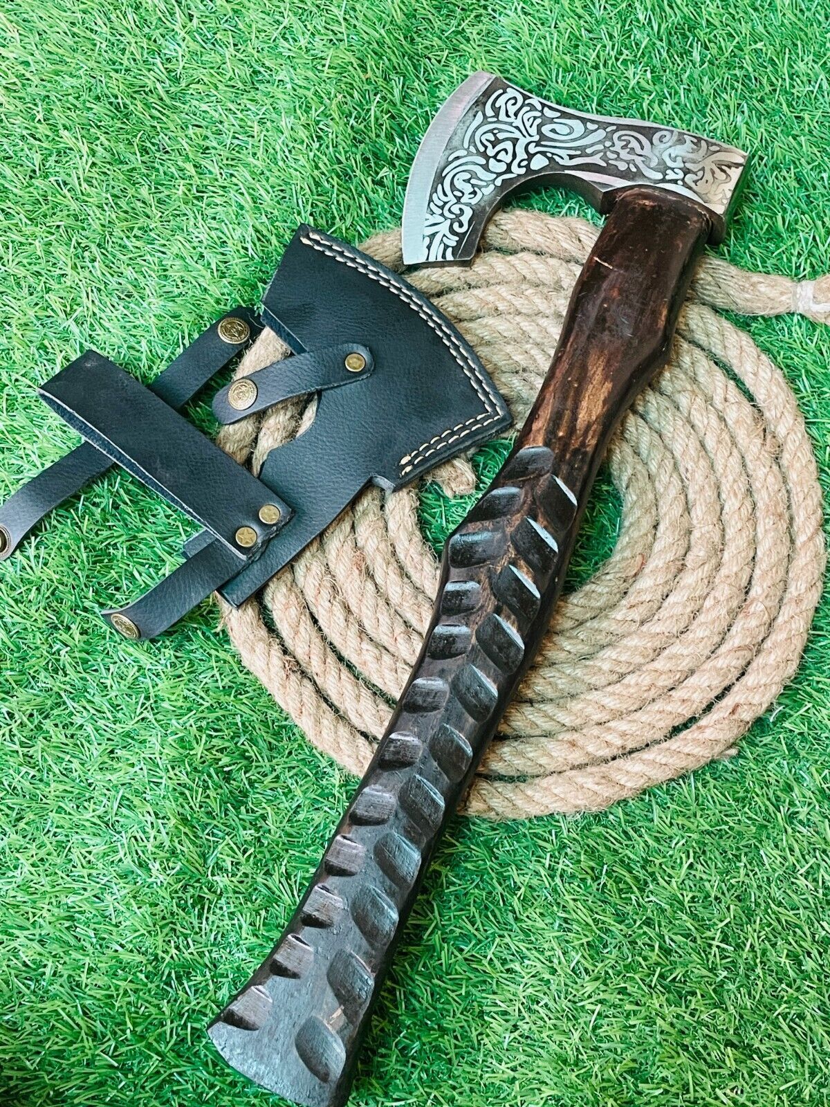Handmade Forged  Steel Viking Bearded Camping Hatchet Tomahawk Axe