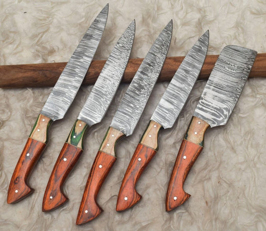 Handmade Hand Forged Damascus Steel Chef Knife Set – Premium Kitchen Knifes