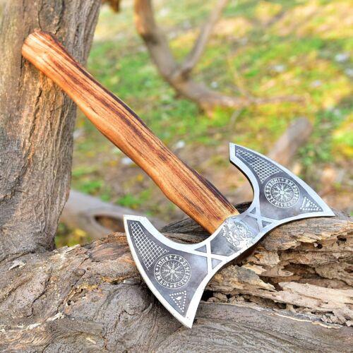 Handmade High Carbon Steel Double Head Viking Axe – Tomahawk, Hatchet & Integral