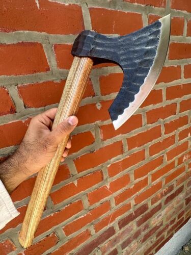 Handmade High Carbon Steel Viking Hatchet Tomahawk Axe with Rosewood Handle and Leather Sheath