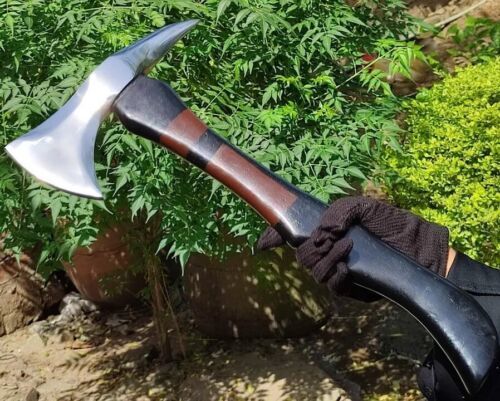 Handmade Rare Art Viking Camp Throwing Axe 19 Inch D2 Steel with Ashwood Handle