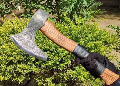 Handmade Rare Art Viking Throwing Axe 18 Inch with Ashwood Leather Handle
