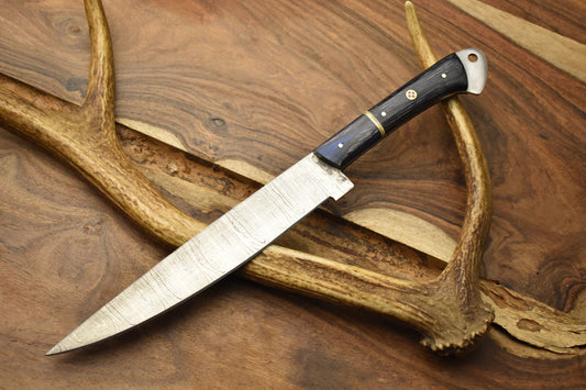 Handmade Twist Damascus Steel Chef Knife – Full Tang Pakka Wood Handle with Wooden Bolster