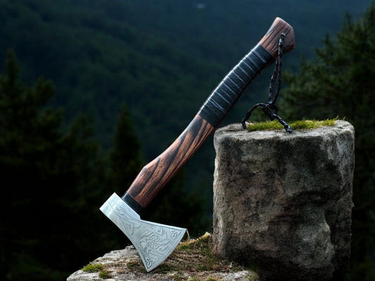 Handmade Viking Axe – Nordic Style Hatchet with Custom Wood Handle