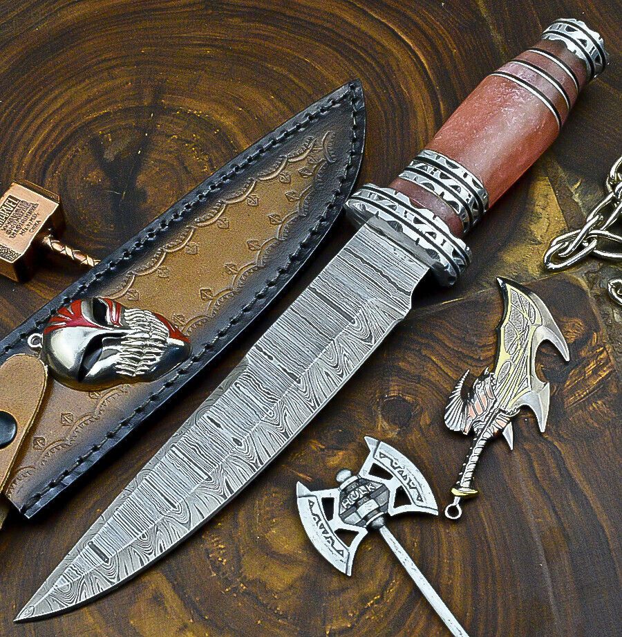 Heritage Forge 12 Inch Resin Handle Damascus Steel Bowie Knife for Hunting and Camping