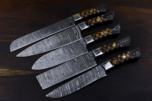 Kitchen Chef Knife Snake Wood Rare Handmade Chef Set with Custom Walnut Wood Handle