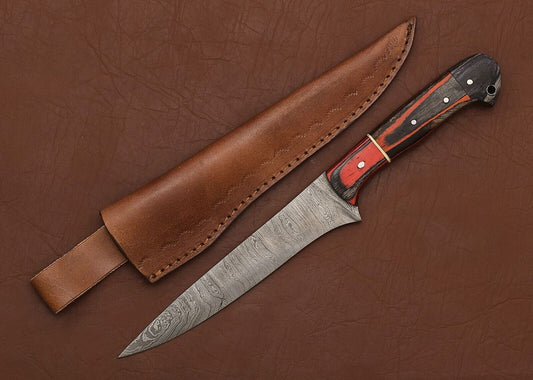 Luxury Damascus Steel Chef Knife 8" Blade | Handmade Kitchen Fillet Knife