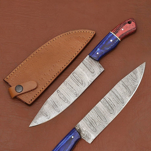 Luxury Handmade Damascus Steel Chef Fillet Knife with Ergonomic Pakka Wood Handle