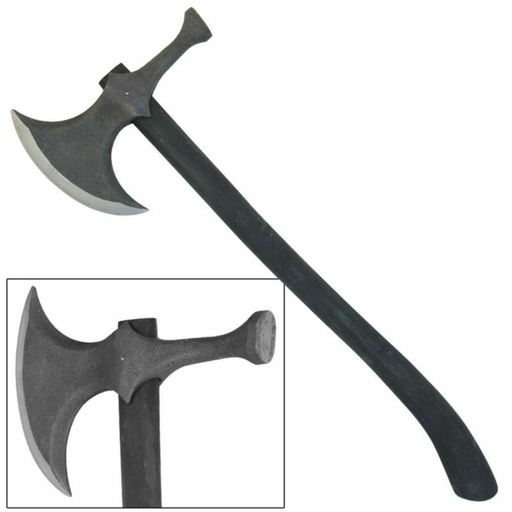 Medieval Viking Hammerhead Battle Axe – Rustic Steel Blade with Wooden Handle