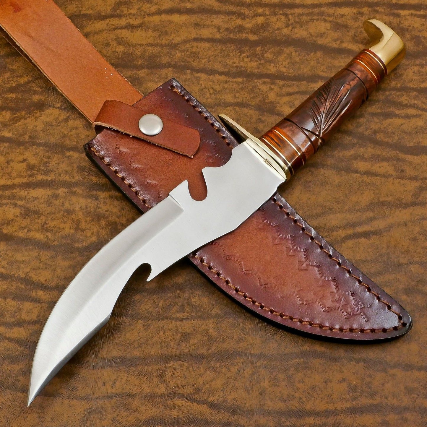 Premium 12 Inch D2 Steel Hunting Bowie Knife – Handmade Full Tang Outdoor Blade