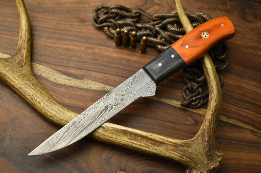 Premium Hand Made Damascus Steel Chef Knife – Full Tang Kitchen Knife with Hard Wood Handle