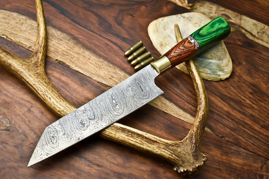 Premium Handcrafted Damascus Steel Chef Knife | Hard Wood Handle, 13-Inch