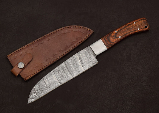 Premium Handmade Damascus Steel 12" Chef Knife | Outdoor Hunting & Kitchen Knife with Pakka Wood Handle