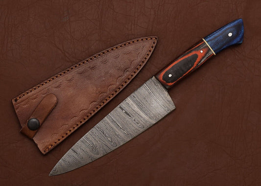 Premium Handmade Damascus Steel Chef Fillet Kitchen Knife with Pakka Wood Handle