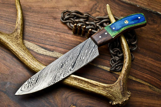 Premium Handmade Damascus Steel Chef Knife – Full Tang Kitchen Blade with Razor Sharp Edge