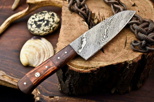 Premium Handmade Damascus Steel Chef Knife – Full Tang Kitchen Cleaver with Hard Wood Handle