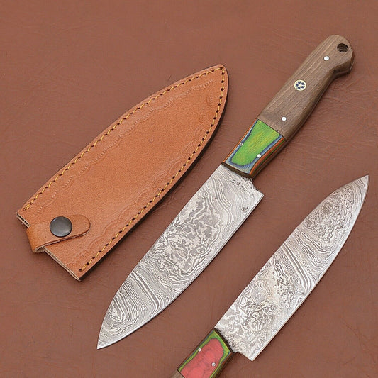 Premium Handmade Damascus Steel Fillet Chef Knife with Elegant Pakka Wood Handle