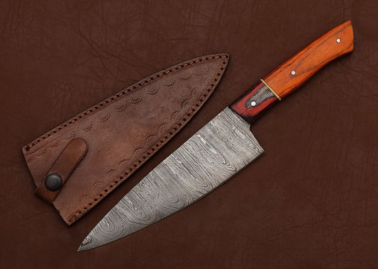 Premium Handmade Damascus Steel Fillet & Chef Knife with Ergonomic Pakka Wood Handle