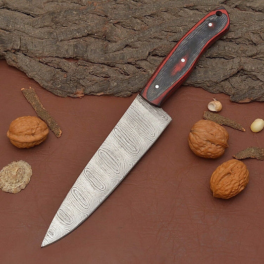 Premium Handmade Damascus Steel Full Tang Chef Fillet Knife with Pakka Wood Handle