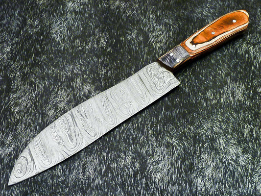 Professional Handmade Damascus Steel Chef Knife 13" with Hardwood Handle