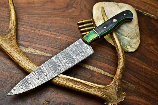 Professional Handmade Damascus Steel Chef Knife – Hardwood Handle, 12" Overall