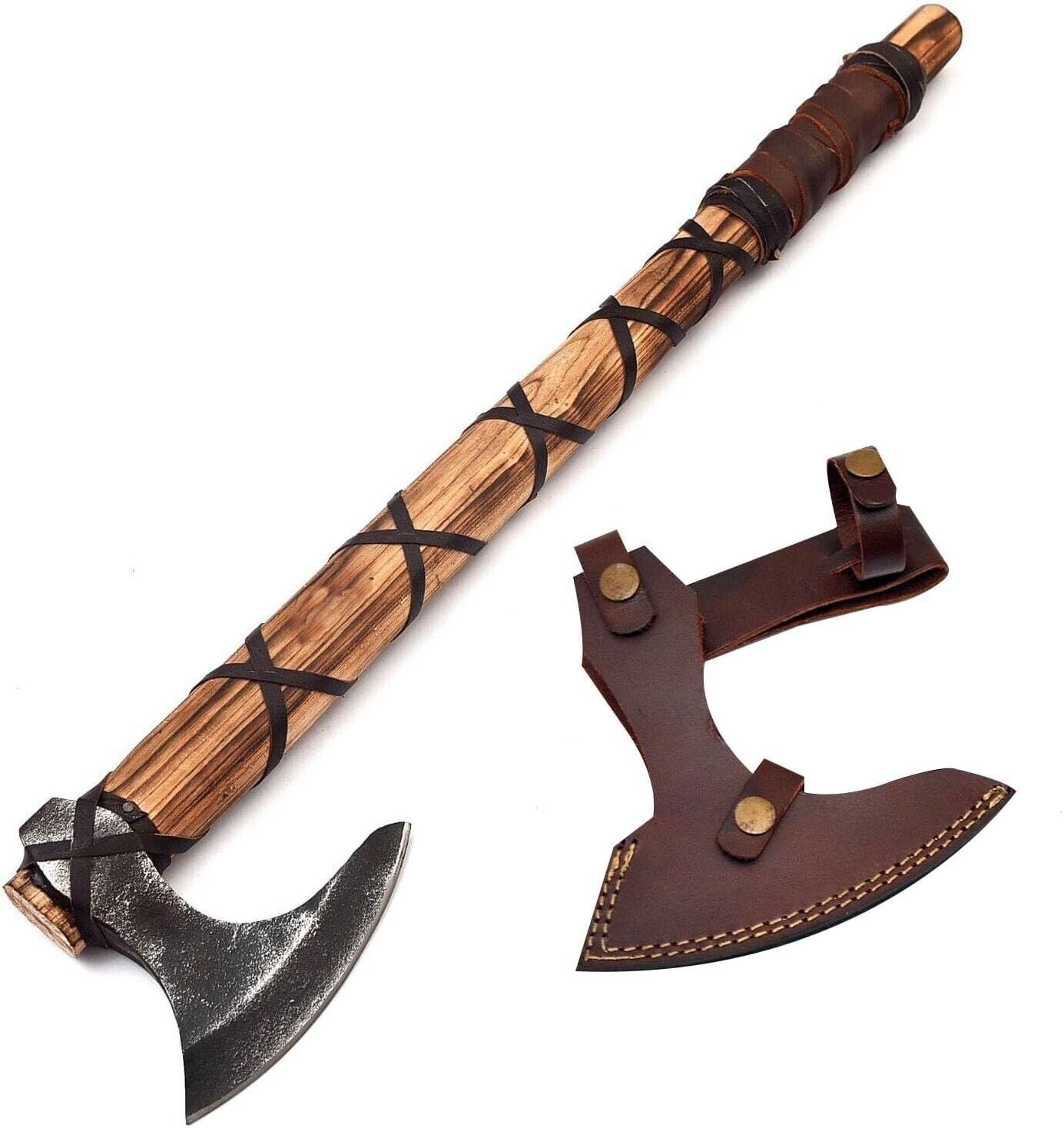 Ragnar Lothbrok Viking Axe Real Battle Ready Bearded Carbon Steel Axe with Ash Wood Handle 20 Inch