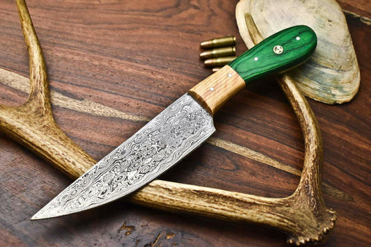 Rare Custom Damascus Large Chef Knife – 8.5" Hand-Forged Blade, Pakka Wood Handle, 4 mm High-Carbon Steel