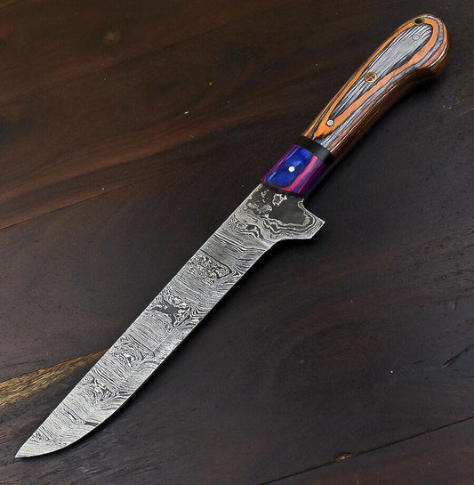Rare Handmade Damascus Steel Chef Knife | Hard Wood Handle | Throwing & Hunting Knife