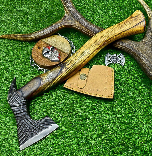 Viking Axe – Handcrafted Carbon Steel Tomahawk with Leather Sheath