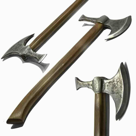 Viking Battle Axe – Forged Iron Steel Blade with Wooden Handle